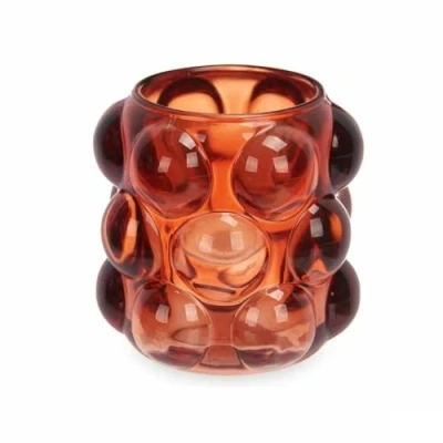 Afbeelding van Kaarshouder Microbolletjes Oranje Kristal 8,4 x 9 cm (12 Stuks)