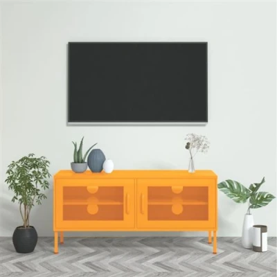 Image de vidaXL Meuble TV Jaune moutarde 105x35x50 cm Acier336236