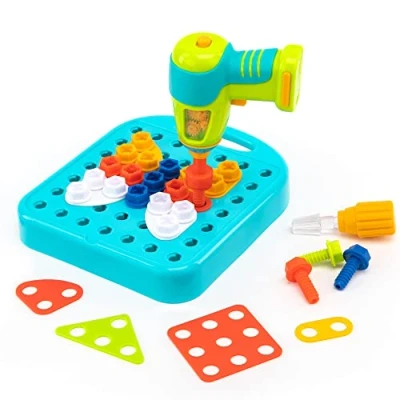Afbeelding van Learning Resources Design &amp; Drill vormwerkplaats 73 delig met elektrische boormachine, MINT speelgoed voor jongens en meisjes vanaf 3 jaar