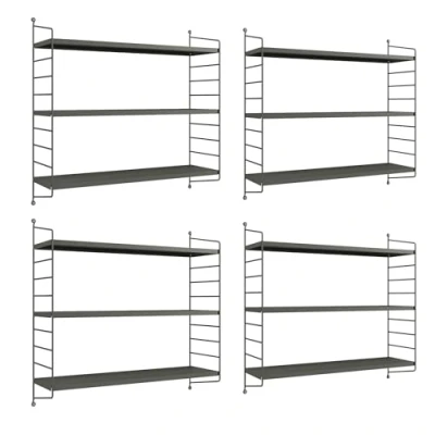 Afbeelding van Wandplank Strängnäs set van 4 verstelbaar 50x60x15 cm antracietgrijs [en.casa]