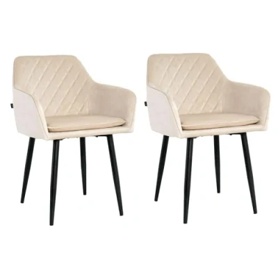 Afbeelding van Lina® Noble Eetkamerstoelen Beige Set van 2 Velvet