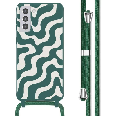Afbeelding van imoshion hoesje Geschikt voor Samsung Galaxy S21 Plus met koord Siliconen design Meerkleurig / Petrol Green Groovy