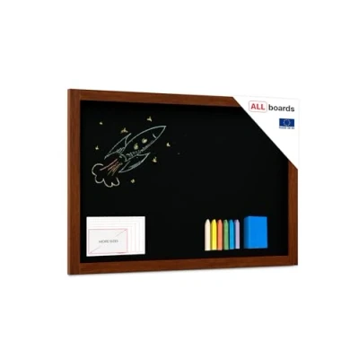 Afbeelding van ALLboards Schoolbord met gelakt houten frame, 120 x 90 cm, zwart, krijtbord + accessoireset, wandbord om op te hangen, wandbord, gastronomiebord
