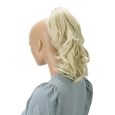 Afbeelding van PRETTYSHOP 30 cm haarstukje vlecht paardenstaart haarverlengingen volumineus golvend lichtblond H134