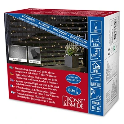 Afbeelding van LED lichtnet IP44 80 fl. Warm. werkt op batterijen 3727 100