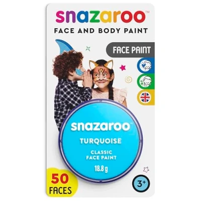 Afbeelding van Snazaroo Verf voor gezicht en lichaam, make up vermomming, kinderen volwassenen, blush blisterverpakking 18 ml, kleur: turquoise