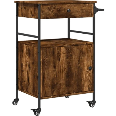 Afbeelding van Keukentrolley 56x43x89,5 cm bewerkt hout gerookt eikenkleurig