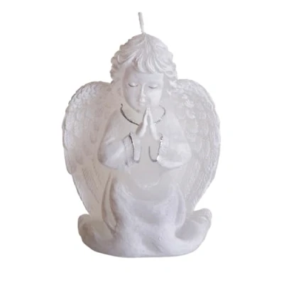 Afbeelding van Dekohelden24 Witte engel kaars met zilveren details en glitter, afmetingen (l x b h): ca. 5 10 15 cm