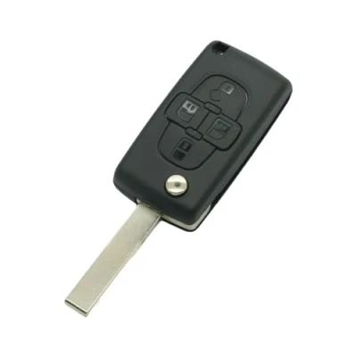 Afbeelding van BROVACS Reservesleutelhoes CE0523 type HU83 compatibel met Peugeot 1007 807 4 knoppen sleutelloze ingang Flip afstandsbediening Key Case Fob SS316A