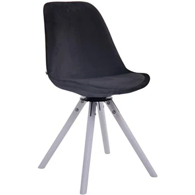 Afbeelding van CLP Troyes Eetkamerstoel Rond frame Fluweel wit zwart