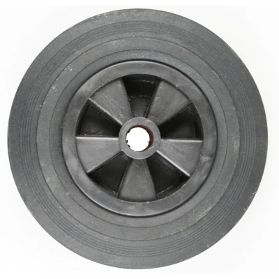 Afbeelding van Losse kunststof velg met Hard rubberen wiel 200 x 50. Past op neuswiel buis van 48mm doorsnee.
