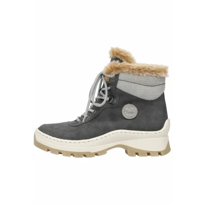 Afbeelding van Rieker Veterboots Anthrazit grey fog steppe, Dames, Maat: 37, steppe Leer