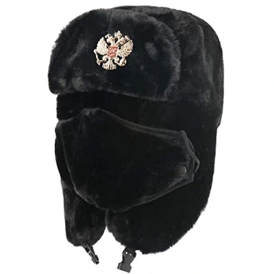 Afbeelding van Russische Hoed Ushanka Winter Thermische Bomber Vrouwen Mannen Sovjet Militaire Badge Rusland Oorschelp Sneeuwmuts, BK Nationaal embleem