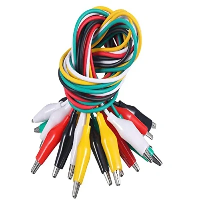 Afbeelding van 10 stuks krokodillenklemmen met kabels, testkabels dubbele eindmeetkabel (50 cm)