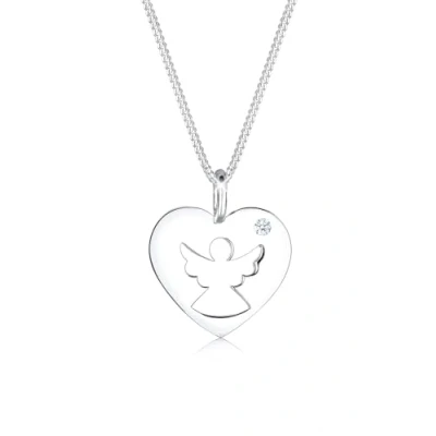 Afbeelding van Elli PREMIUM Dames Halsketting Hart Beschermengel Diamant (0.03 ct.) in 925 Sterling Zilver