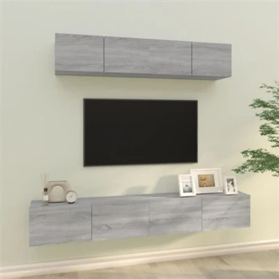 Afbeelding van vidaXL 4 delige Tv meubelset bewerkt hout grijs sonoma eikenkleurig