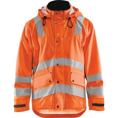 Image de Veste de pluie haute visibilité niveau 3 orange fluorescent