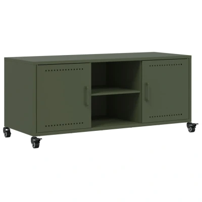 Afbeelding van Tv meubel 100,5x39x43,5 cm koudgewalst staal olijfgroen
