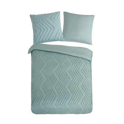 Afbeelding van Pure Dekbedovertrek &quot;luxe zizag biezen/ borduursels&quot; Groen (135x200 cm) Microfiber
