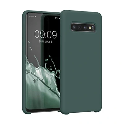 Afbeelding van kwmobile telefoonhoesje geschikt voor Samsung Galaxy S10 Hoesje met siliconen coating Smartphone case in mosgroen