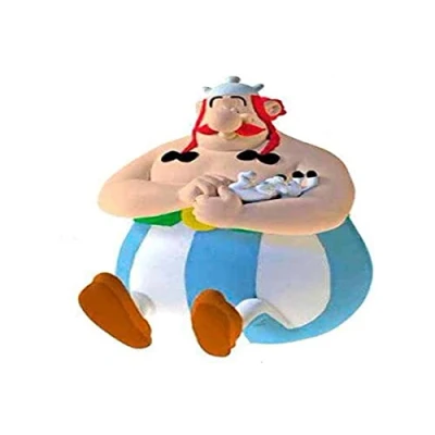 Afbeelding van Asterix &amp; Obelix spaarpot met Idefix en geldzakken 22cm