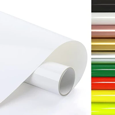 Afbeelding van FOSER Plotterfolie voor textiel, 30 cm x 3 m, warmte overdrachtfolie, vinyl, doe het zelf T shirt, stoffen (wit)