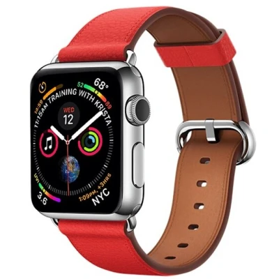 Afbeelding van Apple Watch Classic lederen bandje Rood Geschikt voor 42mm / 44mm 45mm 49mm