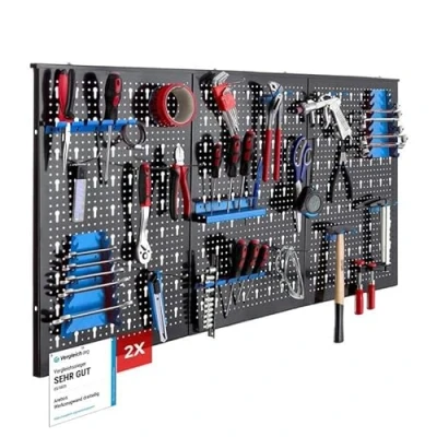 Afbeelding van AREBOS Zesdelige gereedschapswand 34 delige haken set rood 235,2 x 59,5 2 cm Geperforeerde metalen + beugels bevestigingsmateriaal