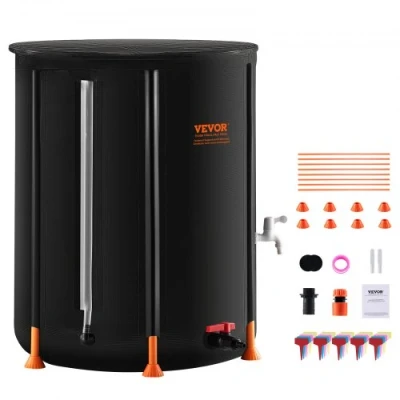 Image de VEVOR Récupérateur Réservoir Eau de Pluie Pliable 250 L Robinets Kit Trop plein