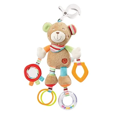 Image de Fehn Ourson d&#039;activité Peluche d&#039;Éveil Nounours Jouet de Développement Moteur à Suspendre avec Miroir et Anneaux Mordre Saisir Émettant Des Sons pour bébés enfants partir 0+ mois