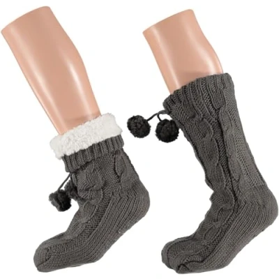 Afbeelding van Apollo dames Huissokken met antislip Donker groen Maat 36/41 Fluffy sokken Slofsokken anti slip Warme Winter