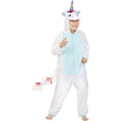 Afbeelding van FUNIDELIA Blauw Eenhoorn Kostuum Onesie Maat: 107 113 cm