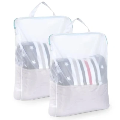 Afbeelding van OTraki wasnet voor wasmachine, 60 x 80 cm, 2 stuks waszakken met handvat, ritssluiting, waszak, fijn net, herbruikbaar, ondergoed, blouse, overhemden