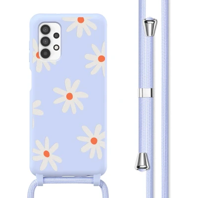 Afbeelding van imoshion hoesje Geschikt voor Samsung Galaxy A32 (4G) met koord Siliconen design Meerkleurig / Lila Flower Distance