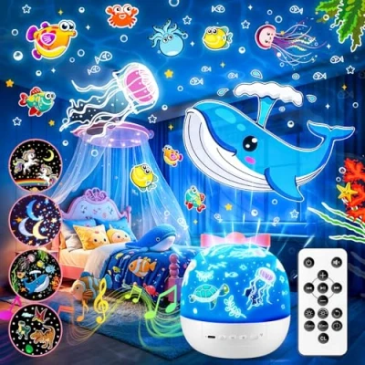 Afbeelding van nachtlampje sterrenhemel, projector voor kinderen, 10 muziekdoos baby&#039;s, bedlampje Kawaii decoratie, eenhoorn cadeaus meisjes, kerstcadeaus