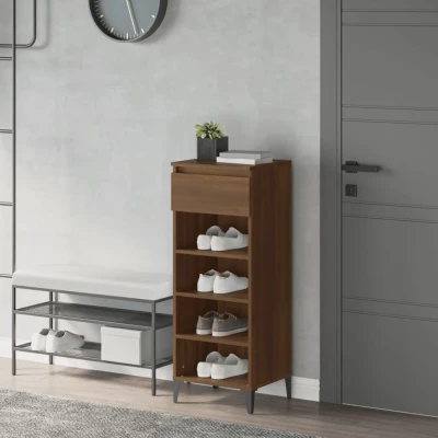 Afbeelding van Schoenenrek 40x36x105 cm bewerkt hout bruin eikenkleur