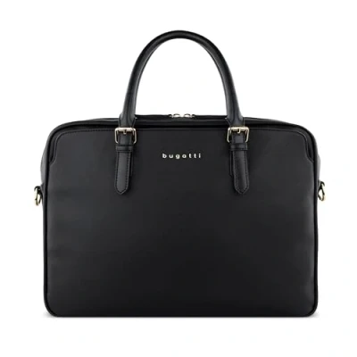 Afbeelding van bugatti Ella 15 inch zakelijke tas, kunstleren aktetas met laptopvak, Zwart Saffiano