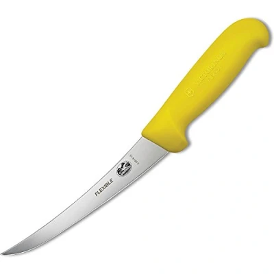 Afbeelding van Victorinox Fibrox Swissmade uitbeenmes, 15 cm, gebogen/dun/flexibel, antislip, roestvrij, geel