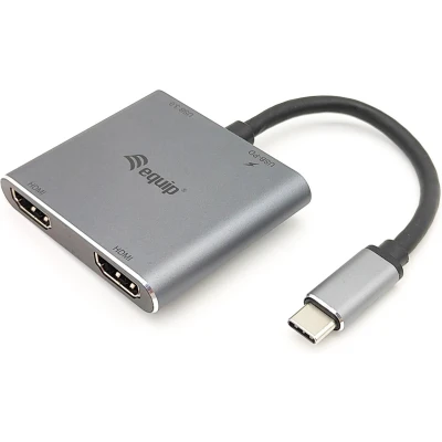 Afbeelding van Equip 133484 USB C 4 in 1 Dual HDMI Adapter