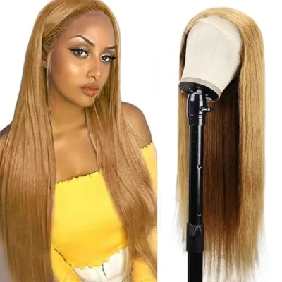 Afbeelding van Tuheerst Straight Human Hair Wig Blonde 4X4 Lace Remy Glueless Wear and Go with Baby 100% Unprocessed Brazilian Virgin No Smell Tangle for Woman 34 Inch