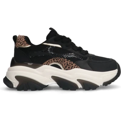 Afbeelding van Sacha Dames Zwarte sneakers met leopard print Maat 36