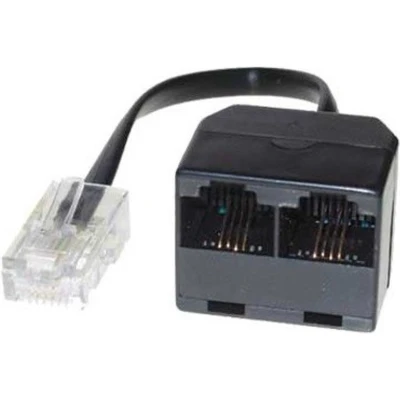 Afbeelding van Telefoon splitter 1x RJ11 (m) 2x (v) / zwart 0,10 meter