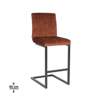 Afbeelding van Milo barkruk 66cm velvet roestbruin