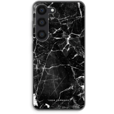Afbeelding van Case Company® hoesje geschikt voor Samsung Galaxy S23 Zwart Marmer Soft Cover Telefoonhoesje Bescherming aan alle Kanten en Schermrand