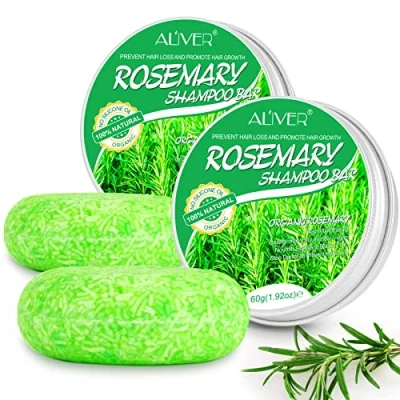 Afbeelding van Solide rozemarijnshampoo, 2 stuks, anti haaruitval shampoo, reinigt zacht breekbaar haar, voorkomt uitvallen of breken (vaste shampoo)