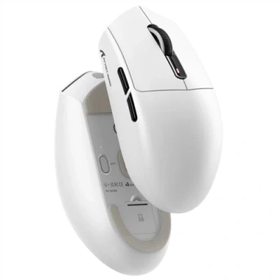 Image de MAMBASNAKE x ATTACK SHARK G3 Souris Gamer Sans Fil, Légère 59g, Capteur Optique PAW3311, 25 000 DPI, Bluetooth/2.4G/USB C, 5 Boutons Programmables, Batterie 500mAh pour PC/Mac Blanc