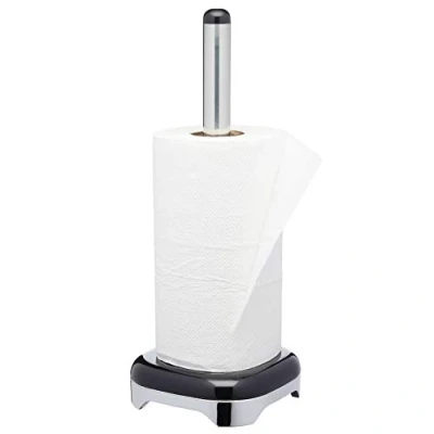 Afbeelding van LOVELLO KitchenCraft Houder voor keukenpapier van roestvrij staal en siliconen, collectie, 35 cm, zwart zilver
