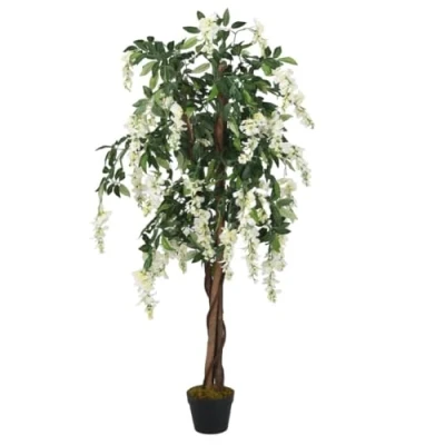 Afbeelding van Kunstplant wisteria 1260 bladeren 180 cm groen en wit
