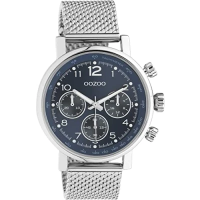 Afbeelding van OOZOO Timepieces zilverkleurige horloge met metalen mesh armband C10904 Ø42