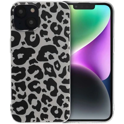 Afbeelding van iMoshion hoesje Geschikt voor iPhone 14 Siliconen Design Meerkleurig / Leopard Transparent